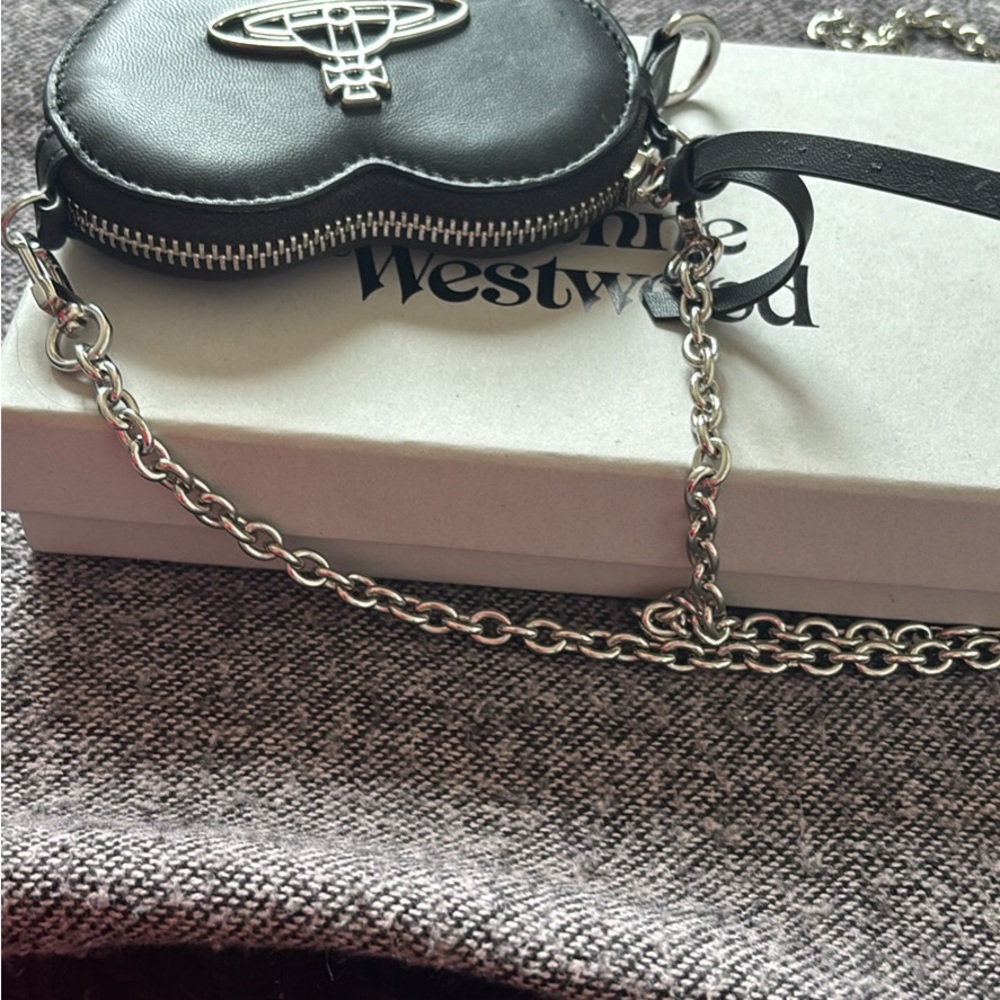 Vivienne Westwood Black and Silver Crossbody Bag with Heart Shape
